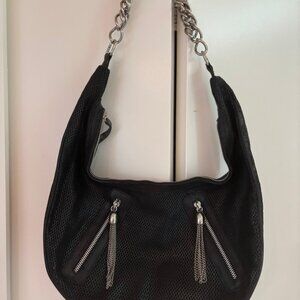 Black Leather Hobo Moon Shaped Bag